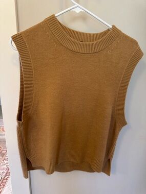 French Connection Camel Knit Sleeveless Sweater Vest